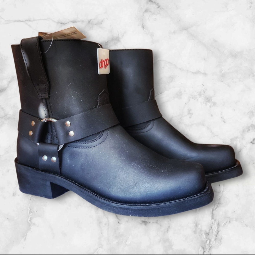 Dingo Rev Up Zipper Motocycle Boots Men's Black Leather Size 9 NWT #DI19090